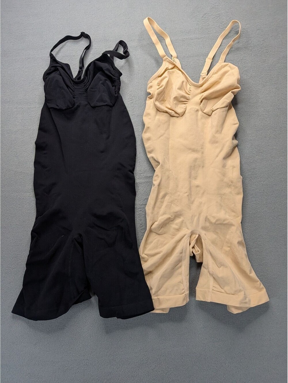 Shapewear Bodysuit Lot Womens L/XL Black Beige Adjustable One Piece 2 Pack